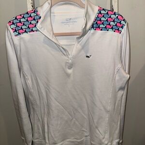 Vineyard Vines White Quarter-Zip with Whale Accents